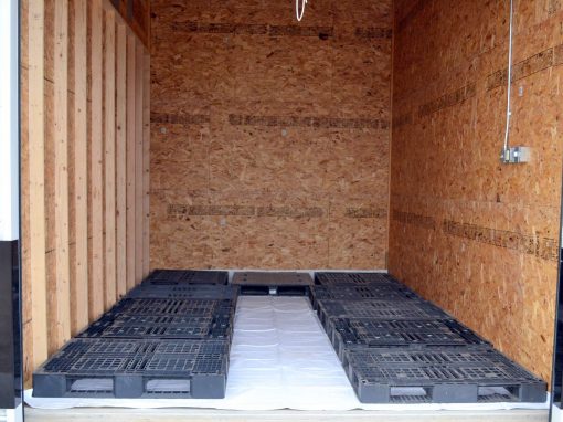 Optional vinyl floor liner and Optional plastic pallets